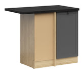 Junona Line - Hjørneskap 60 cm - Venstre - m. benkeplate - Grafitt/Eik